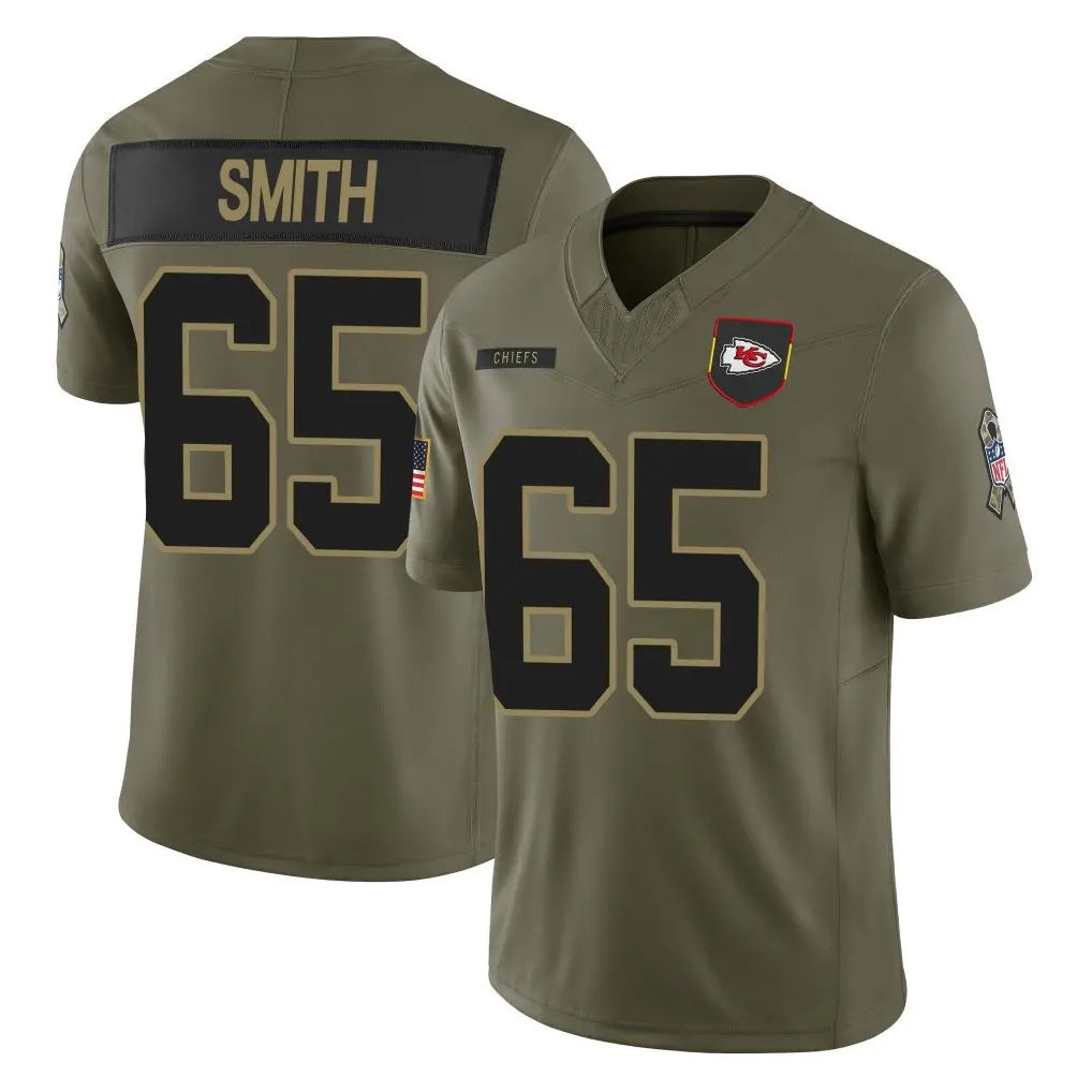 KC.Chiefs #65 Trey Smith Player Olive 2025 Salute To Service Limited Game Odoa Stitched Jerseys