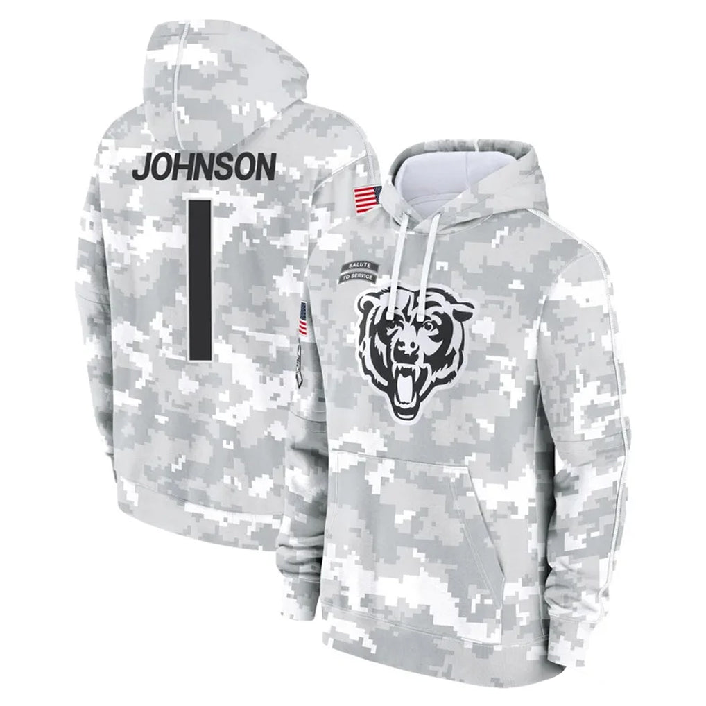 C.Bears #1 Jaylon Johnson Player Arctic Camo Salute to Service Pullover Hoodies Limited Odoa Stitched Jerseys