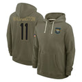 J.Jaguars #11 Parker Washington Player Olive Salute to Service Pullover Hoodies Limited Odoa Stitched Jerseys