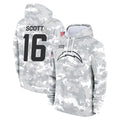 LA.Chargers #16 J.K. Scott Player Arctic Camo Salute to Service Hoodies Limited Game Odoa Stitched Jerseys