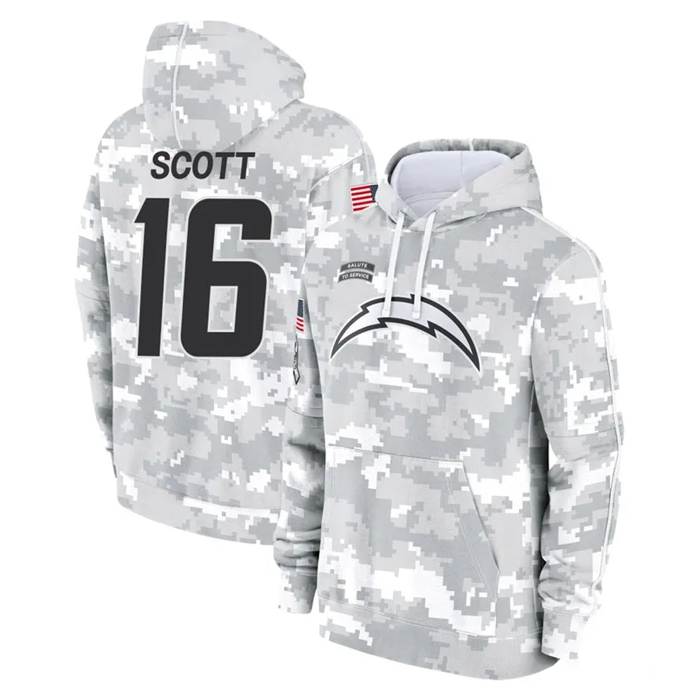 LA.Chargers #16 J.K. Scott Player Arctic Camo Salute to Service Hoodies Limited Game Odoa Stitched Jerseys