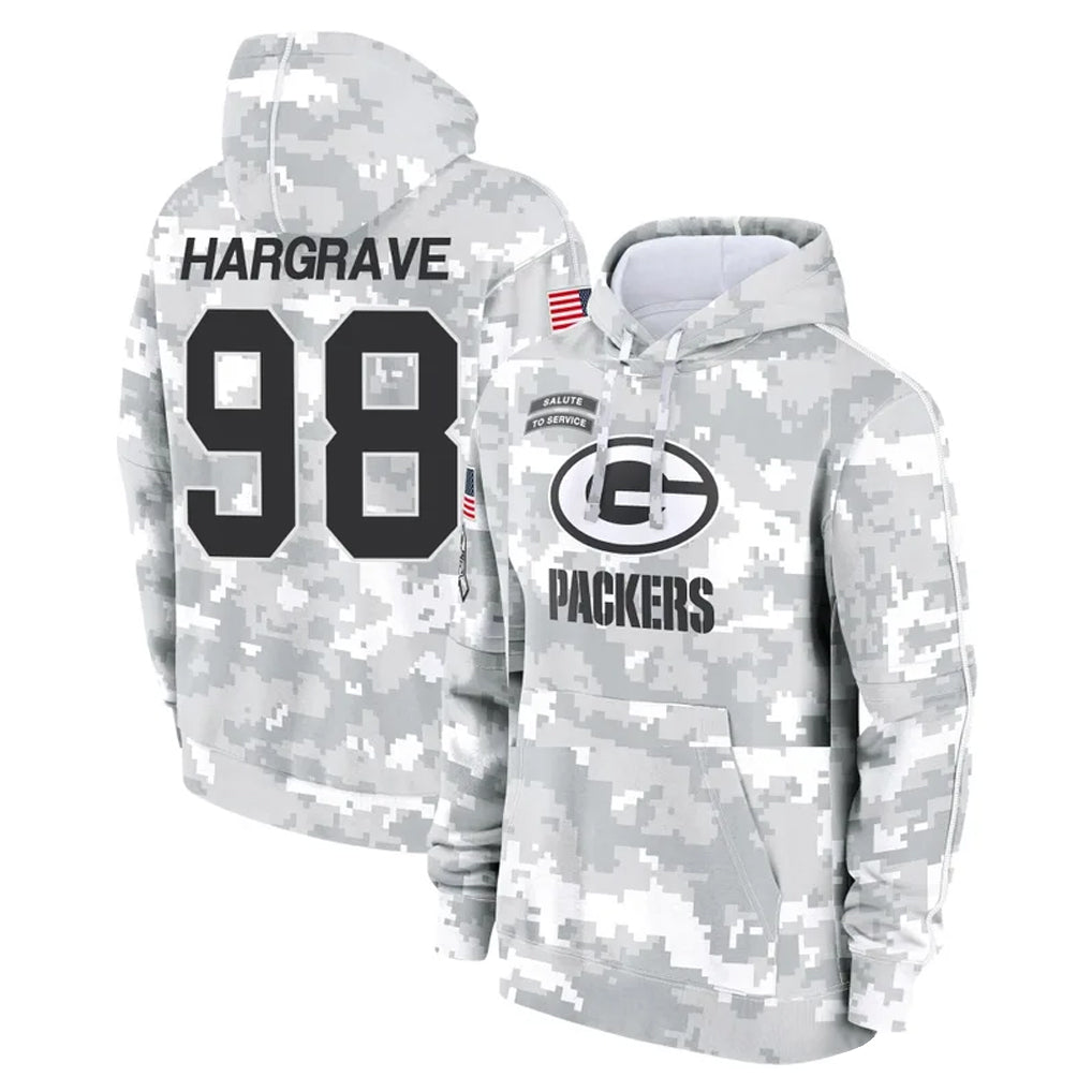 GB.Packers #98 Javon Hargrave Player Arctic Camo Salute to Service Hoodies Limited Game Odoa Stitched Jerseys
