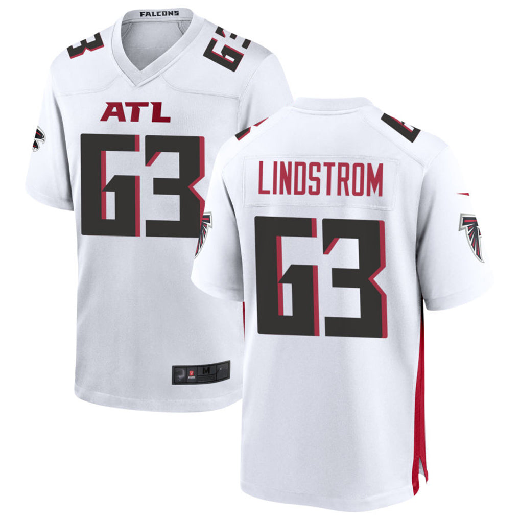 A.Falcons #63 Chris Lindstrom Player White Home Game Odoa Stitched Jerseys