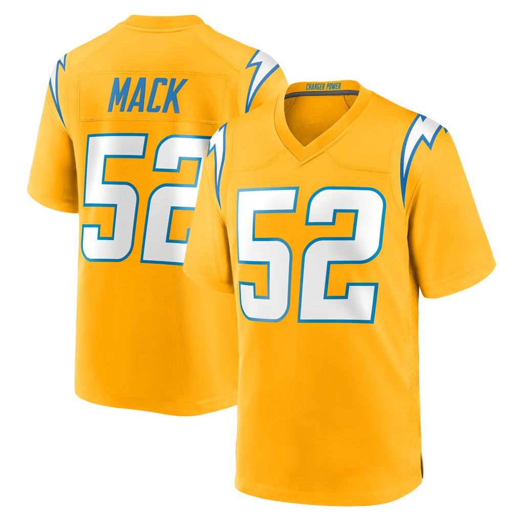 LA.Chargers #52 Khalil Mack Player Gold Home Game Odoa Stitched Jerseys