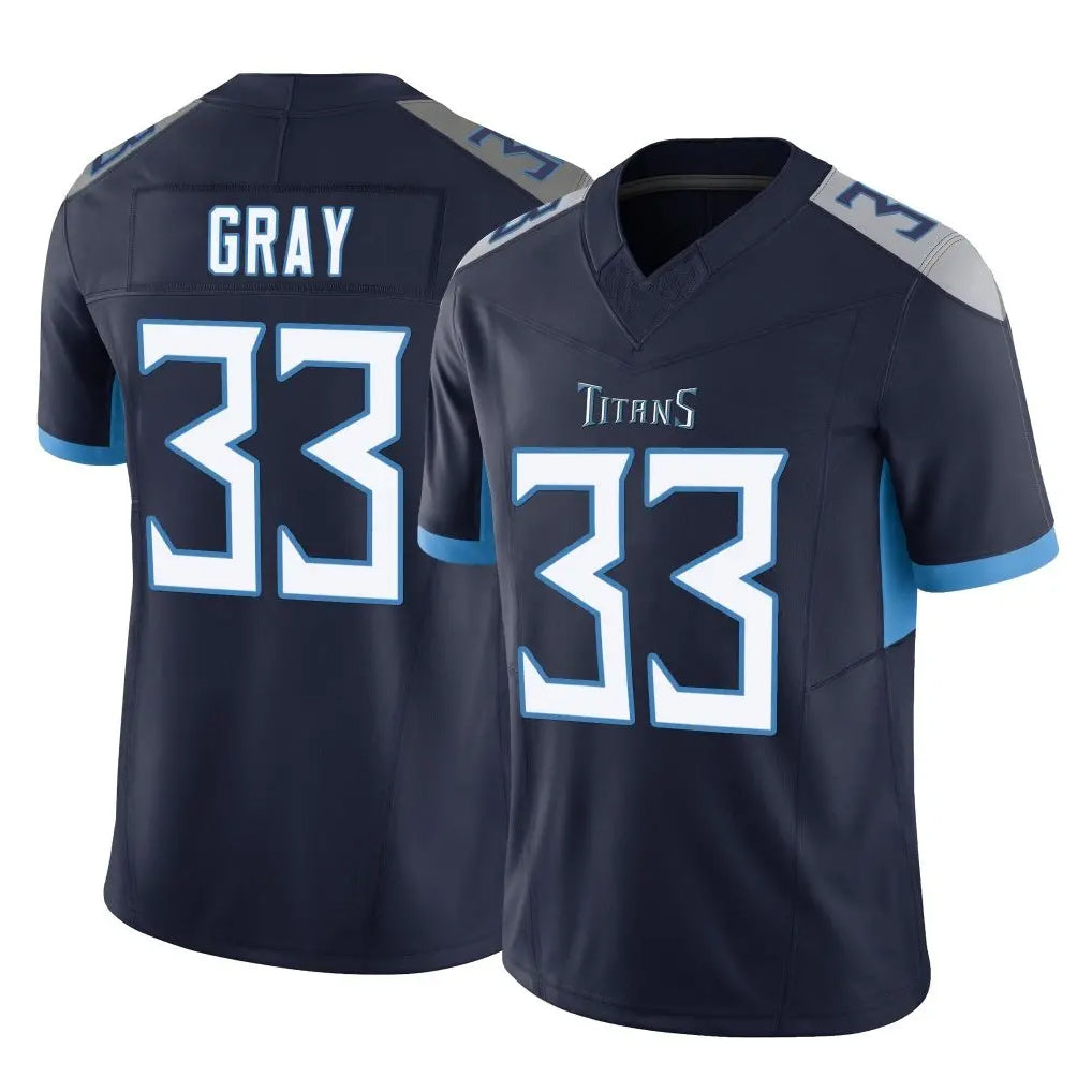 T.Titans #33 Cedric Gray Player Navy Limited Vapor F.U.S.E. Home Game Odoa Stitched Jerseys