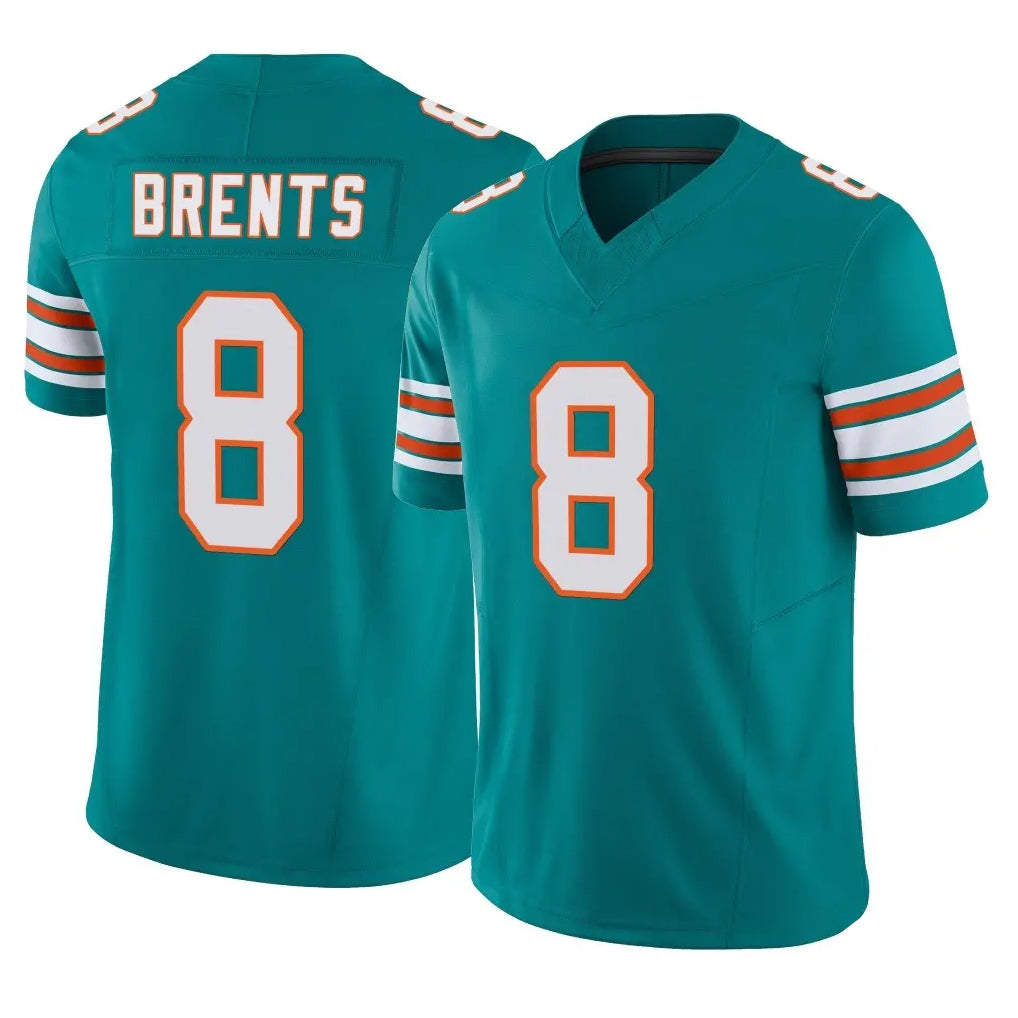M.Dolphins #8 JuJu Brents Player Aqua Limited Alternate Vapor F.U.S.E. Home Game Odoa Stitched Jerseys