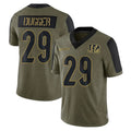 C.Bengals #29 Kyle Dugger Player Olive Salute to Service Game Odoa Stitched Jerseys