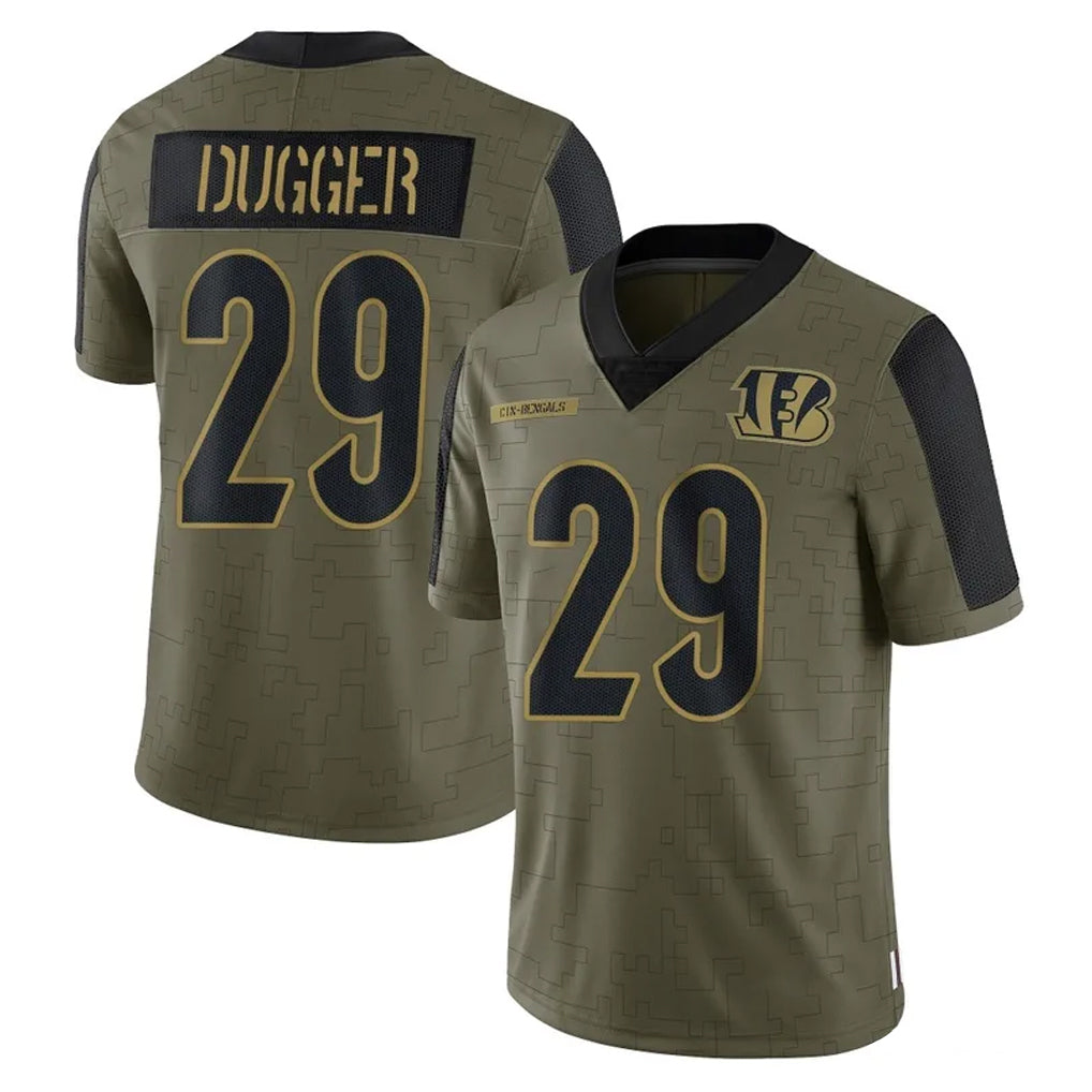 C.Bengals #29 Kyle Dugger Player Olive Salute to Service Game Odoa Stitched Jerseys