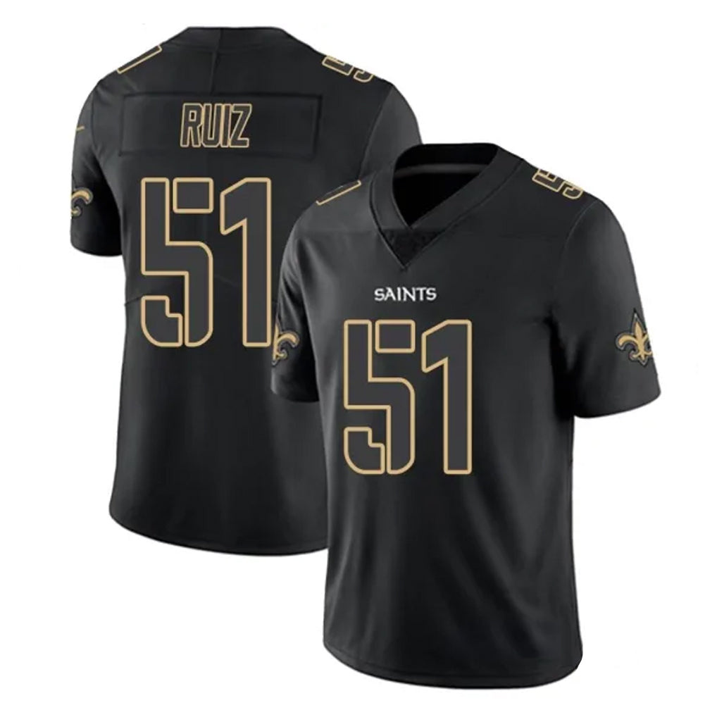 NO.Saints #51 Cesar Ruiz Player Black Impact Limited Home Game Odoa Stitched Jerseys