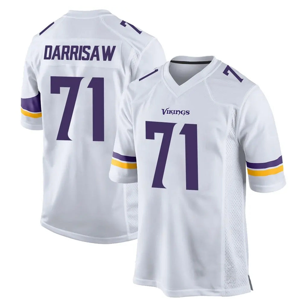 M.Vikings #71 Christian Darrisaw Player White Home Game Odoa Stitched Jerseys