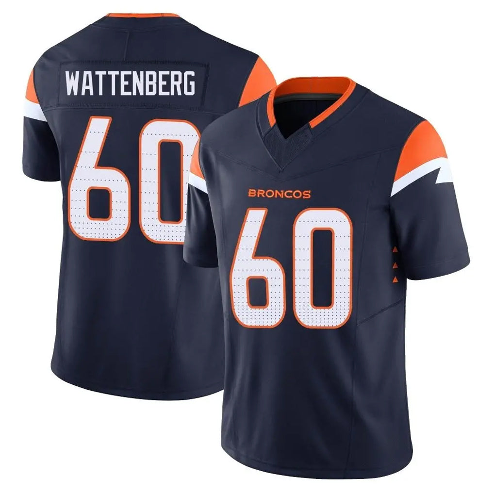 D.Broncos #60 Luke Wattenberg Player Navy Limited Vapor F.U.S.E. Home Game Odoa Stitched Jerseys