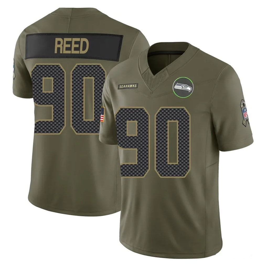 S.Seahawks #90 Jarran Reed Player Olive 2025 Salute To Service Limited Home Game Odoa Stitched Jerseys