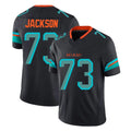 M.Dolphins #73 Austin Jackson Player Black Limited Pitch Rivalries Collection Home Game Odoa Stitched Jerseys