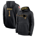 NE.Patriots #1 A.J. Brown Player Black Salute to Service Hoodies Limited Game Odoa Stitched Jerseys