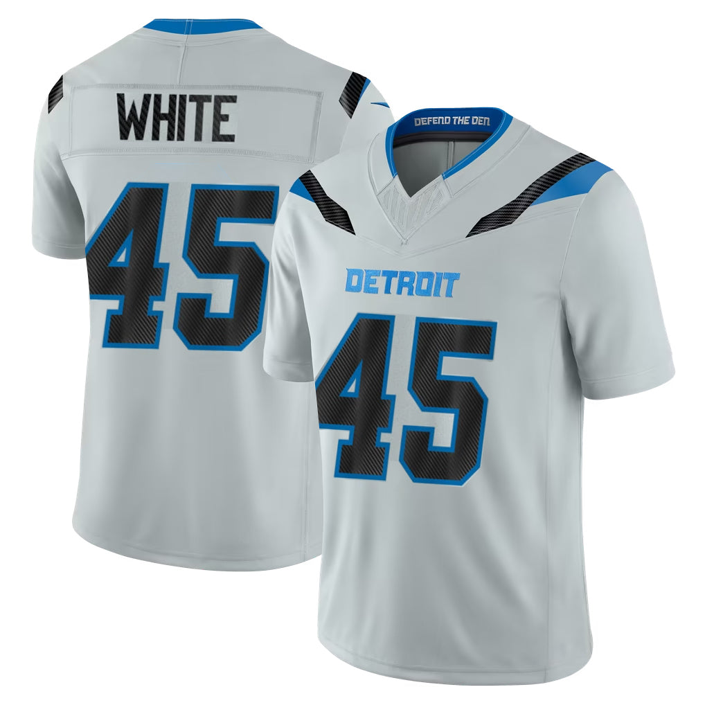 D.Lions #45 Devin White Player Silver Limited 2026 Rivalries Collection Home Game Odoa Stitched Jerseys