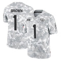 J.Jaguars #1 Montaric Brown Player Arctic Camo Salute To Service Limited Game Odoa Stitched Jerseys