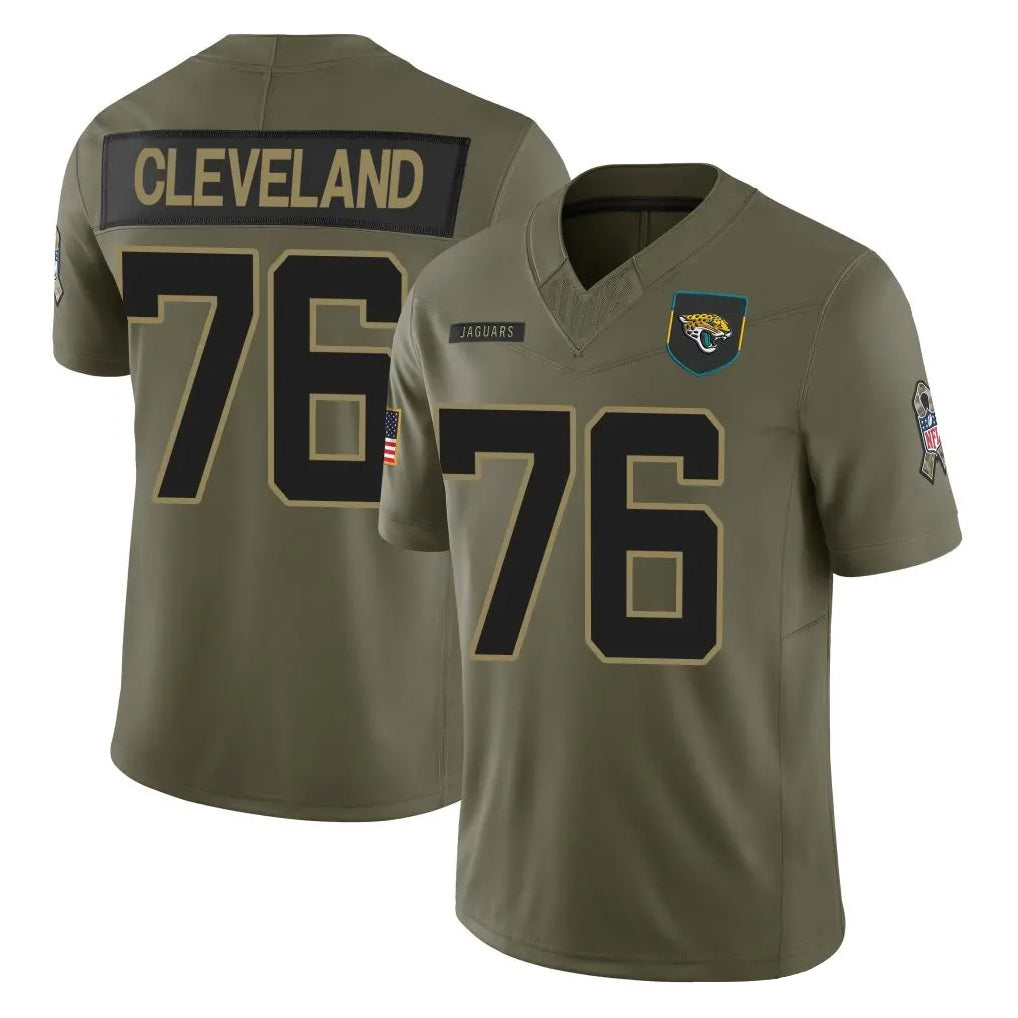 J.Jaguars #76 Ezra Cleveland Player Olive 2025 Salute To Service Limited Game Odoa Stitched Jerseys