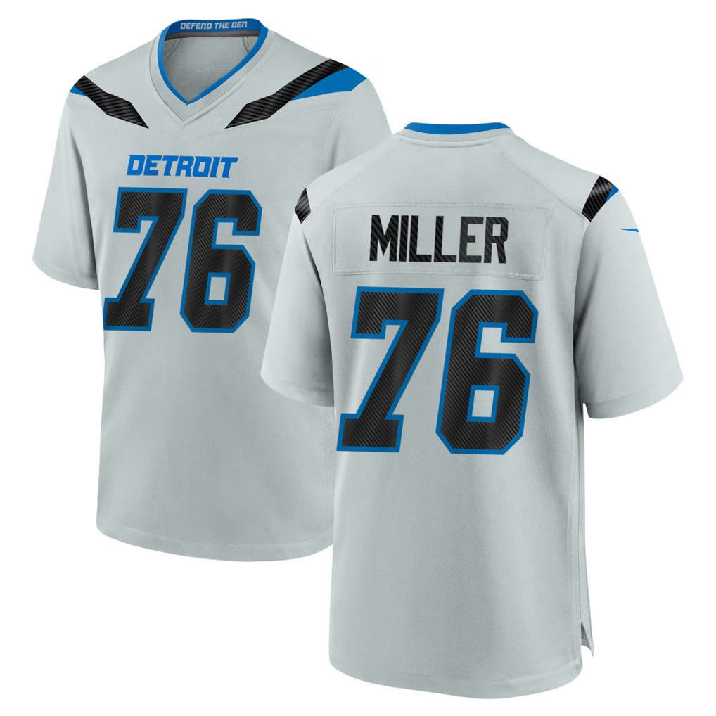 D.Lions #76 Blake Miller Player Silver 2026 Rivalries Collection Home Game Odoa Stitched Jerseys