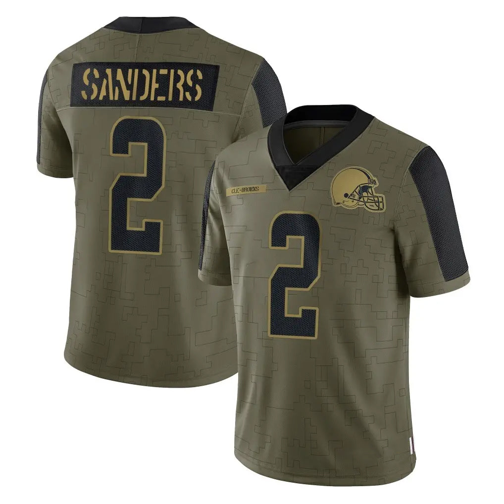 C.Browns #2 Shedeur Sanders Player Olive Salute to Service Limited Home Game Odoa Stitched Jerseys