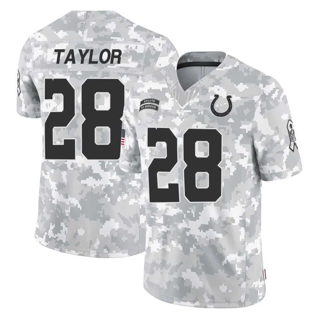 IN.Colts #28 Jonathan Taylor Player Arctic Camo Salute To Service Limited Game Odoa Stitched Jerseys