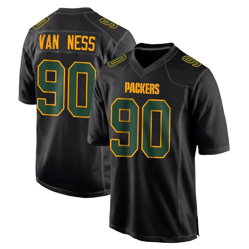 GB.Packers #90 Lukas Van Ness Player Black Fashion Home Game Odoa Stitched Jerseys