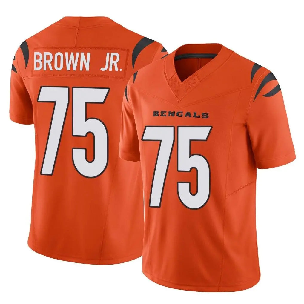 C.Bengals #75 Orlando Brown Jr. Player Orange Vapor F.U.S.E. Limited Home Game Odoa Stitched Jerseys