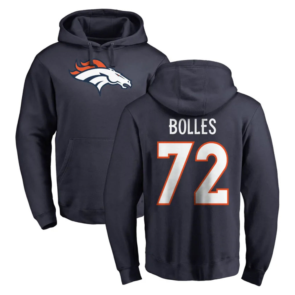 D.Broncos #72 Garett Bolles Player Navy Pullover Hoodie Limited Odoa Stitched Jerseys