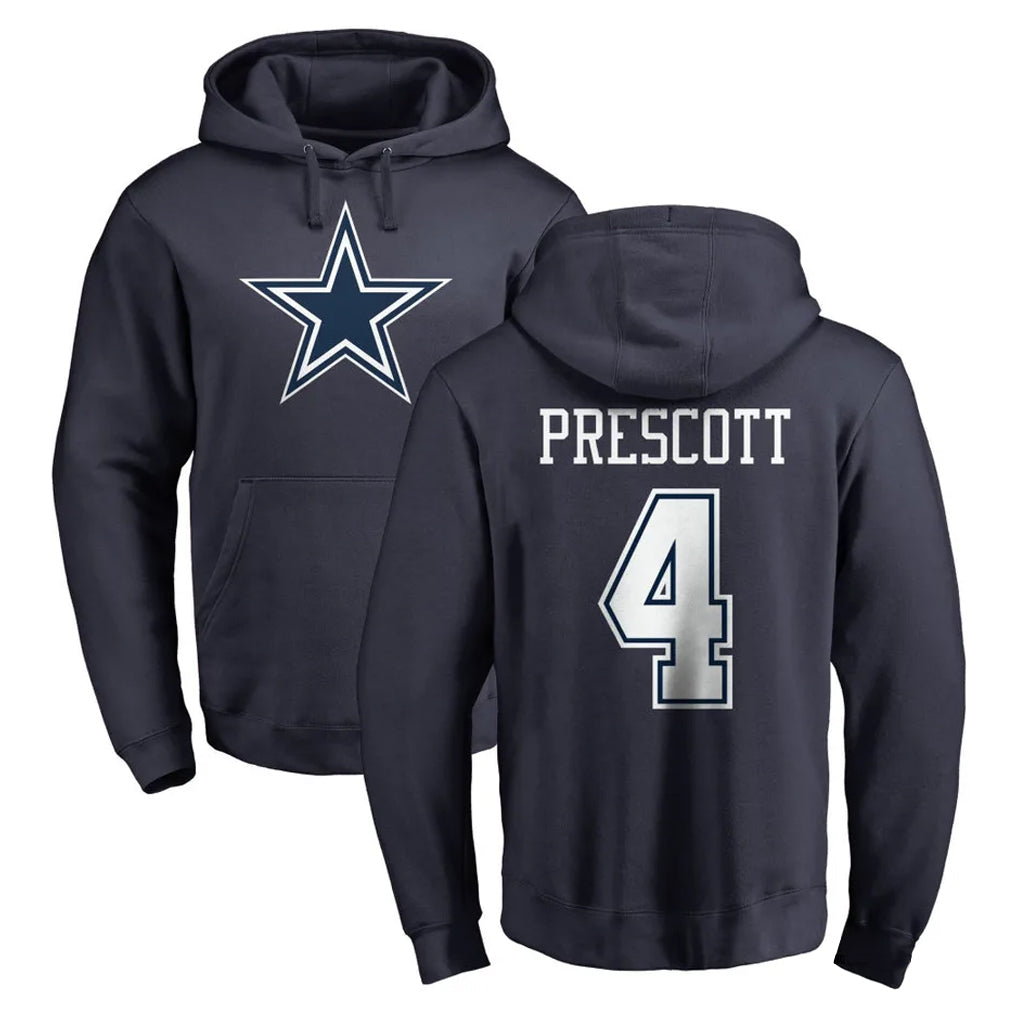 D.Cowboys #4 Dak Prescott Player Navy Pullover Hoodies Limited Odoa Stitched Jerseys