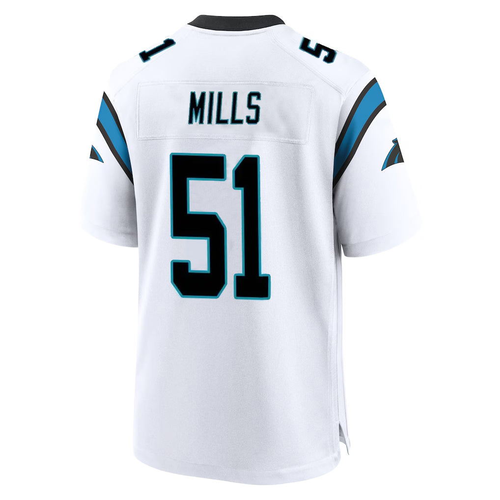 C.Panthers #51 Sam Mills Player White Home Game Odoa Stitched Jerseys
