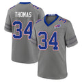 B.Bills #34 Thurman Thomas Player Gray Nickel City Home Game Odoa Stitched Jerseys