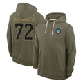 M.Dolphins #72 Jonah Savaiinaea Player Olive Salute to Service Pullover Hoodies Limited Odoa Stitched Jerseys