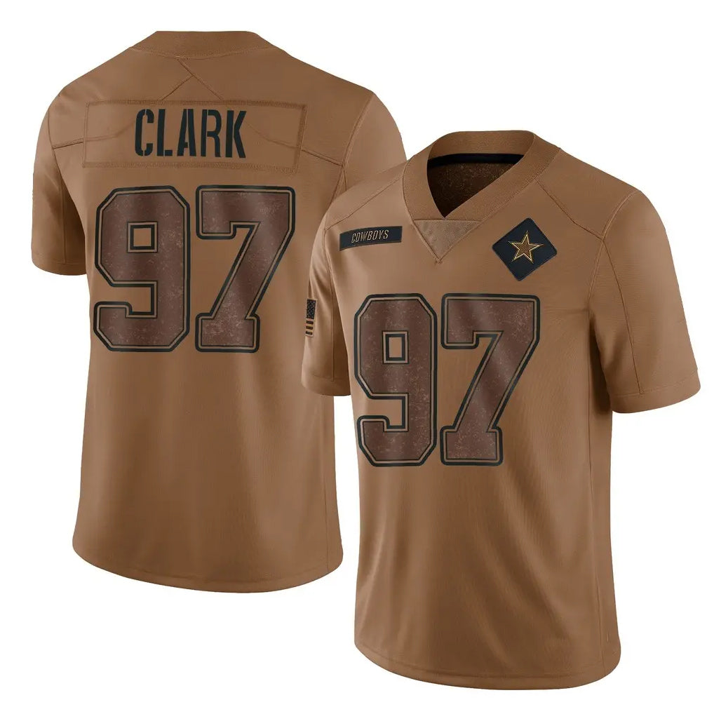 D.Cowboys #97 Kenny Clark Player Brown Salute to Service Limited Home Game Odoa Stitched Jerseys