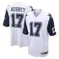 D.Cowboys #17 Brandon Aubrey Player White-Navy Home Game Odoa Stitched Jerseys