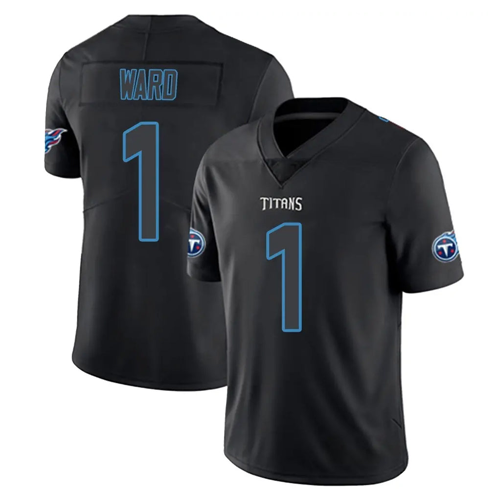 T.Titans #1 Cam Ward Player Black Impact Limited Home Game Odoa Stitched Jerseys